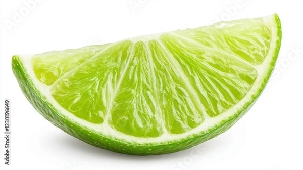 Fototapeta Fresh Green Lime Slice Isolated on White Background for Culinary Use