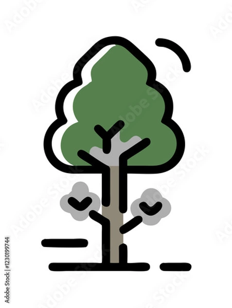 Fototapeta Tree with broken line style