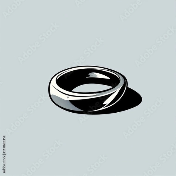 Fototapeta Simple silver band ring on light background with shadow