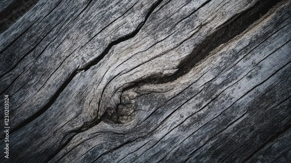 Fototapeta Close-up of weathered wood, showing intricate grain and cracks.