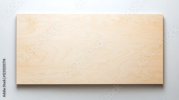 Fototapeta A light birch wood plank with fine, soft grain patterns placed on a plain white surface top view showcasing natural elegance advanced tone complementary color scheme