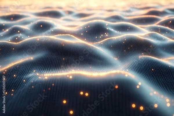 Fototapeta Abstract Digital Waveform Glowing Orange Lights