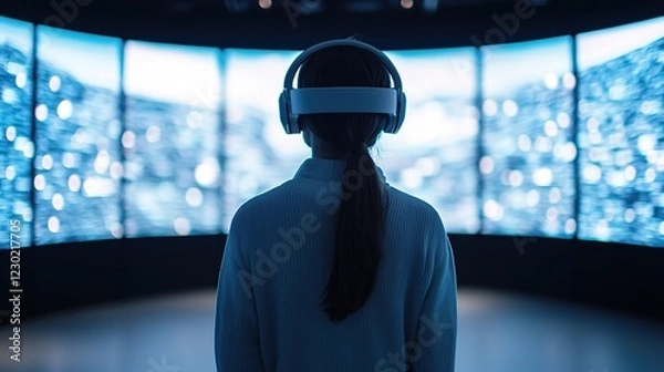 Obraz Innovative digital art installation immersive vr experience engaging users in a technology center