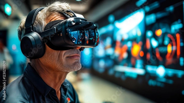 Fototapeta Immersive Virtual Coaching Experience with Advanced VR Technology in Modern Fitness Training