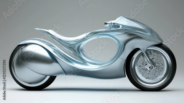 Fototapeta Futuristic Motorcycle Design with Streamlined Silhouette and Metallic Finish for Modern Transportation Concepts