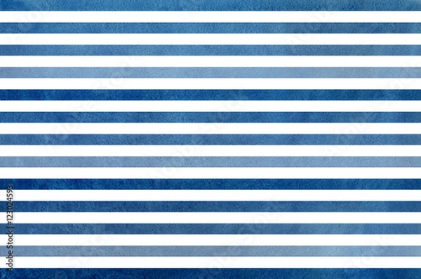 Obraz Watercolor dark blue striped background. Blue gradient pattern.