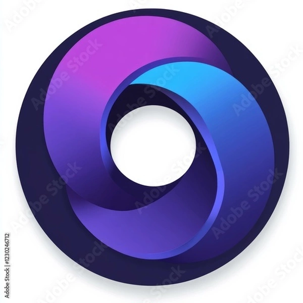 Obraz Abstract purple and blue twisted loop design highlighting depth and gradient