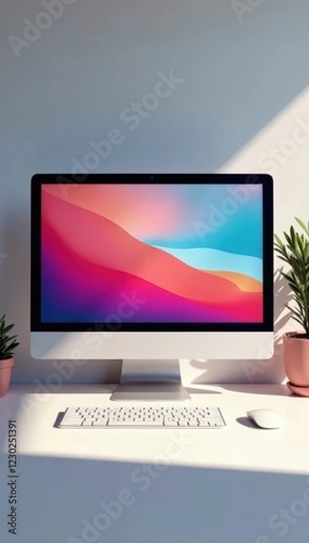 Obraz Clean, empty desktop screen, minimalist aesthetic, technology, display