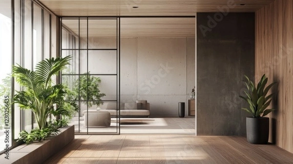 Fototapeta Modern Minimalist Interior Design with Natural Elements