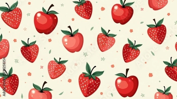 Fototapeta Valentine's day celebration with love delicious apples and strawberries in a festive setting