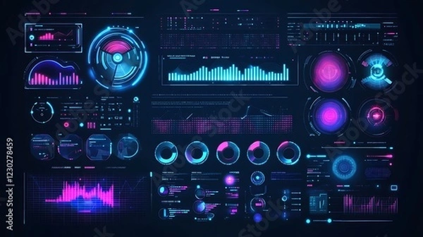 Fototapeta Striking Neon Gaming Interface with High-Tech Elements