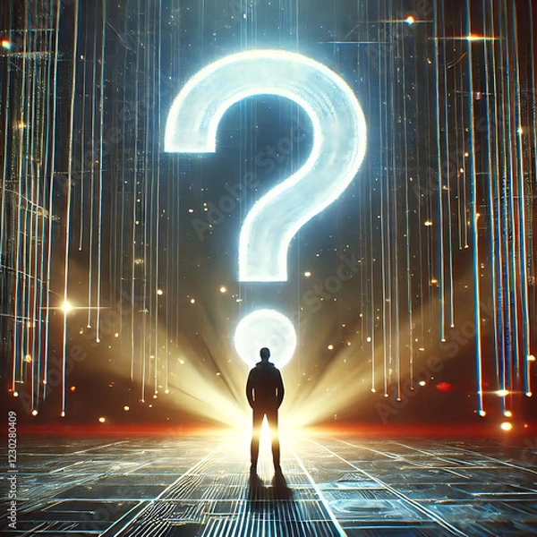 Obraz person in front of a question mark
