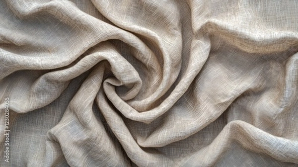Fototapeta Beige Linen Fabric Swirled in a Soft Spiral Pattern