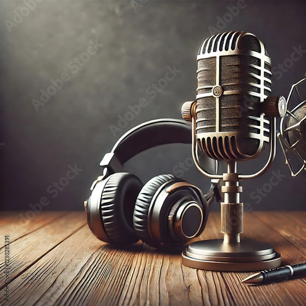Obraz vintage microphone of a background