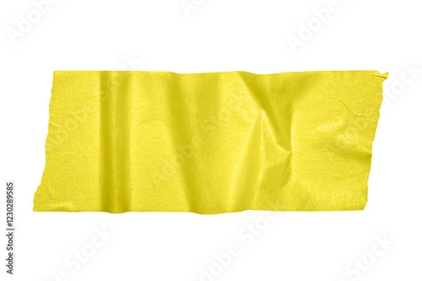 Fototapeta Yellow paper construction scotch, shiny sticky strip of stationery tape, self-adhesive tape isolated on transparent background. PNG Banner with copy space.