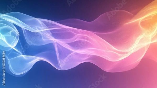 Fototapeta Abstract Colorful Wave Background with Glowing Particles
