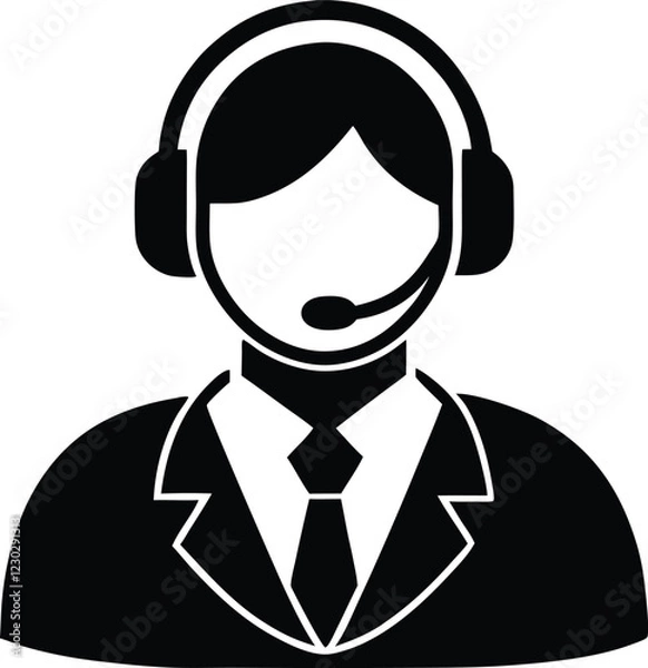 Fototapeta Customer Care Service and Support silhouette simple flat vector icon