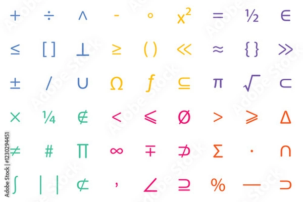 Obraz Mathematics color icon set, vector illustrator
