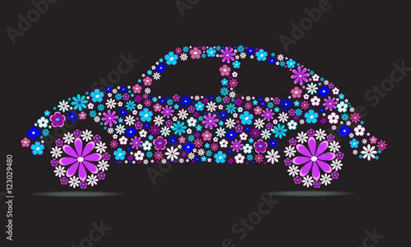 Obraz Vector flowers car.