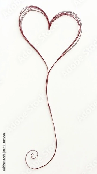 Fototapeta Continuous Red Line Forming the Shape of a Heart