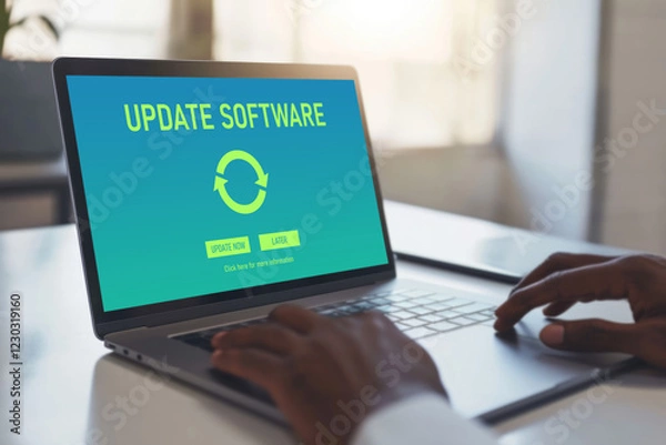 Fototapeta Software update on computer for brisk version of device software upgrade