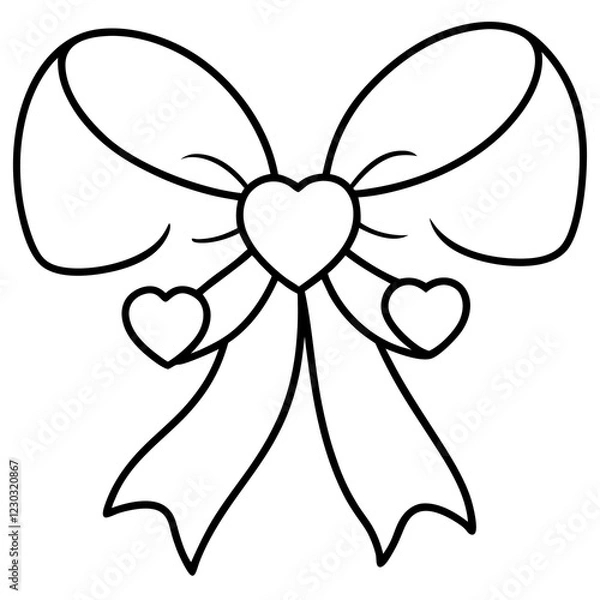 Fototapeta Elegant Heart Bow Line Drawing
