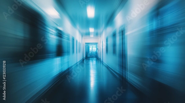 Fototapeta Blurred corridor of a doctor's surgery.