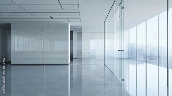 Fototapeta Modern Empty Office Space with City View