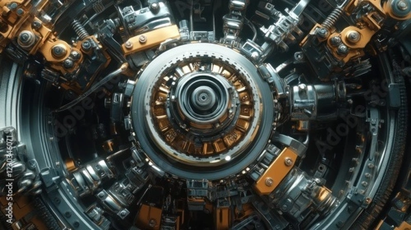Fototapeta Close-up of a Futuristic Machine's Inner Workings