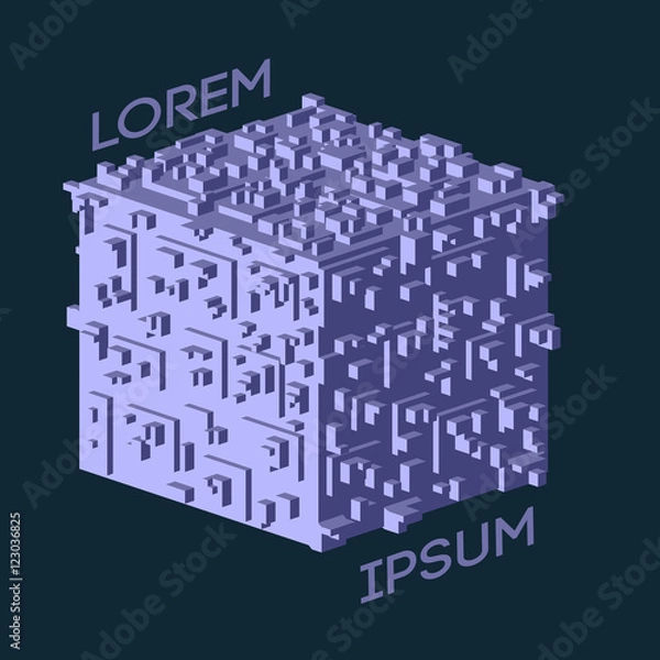 Fototapeta Abstract isometric Cube Logo. Vector Illustration. Isolated icon. design element.