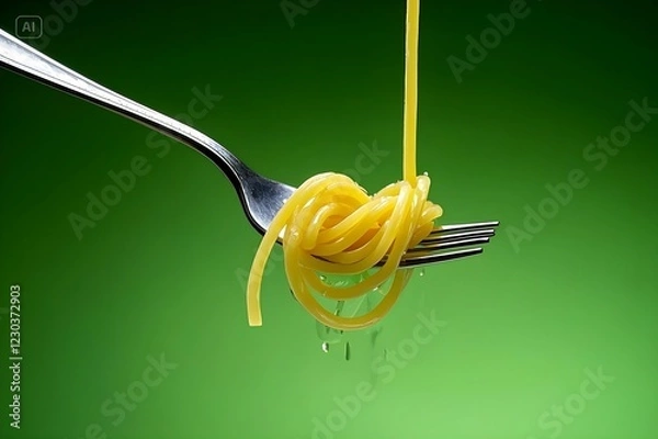 Fototapeta Fork with whirlpool on green background.