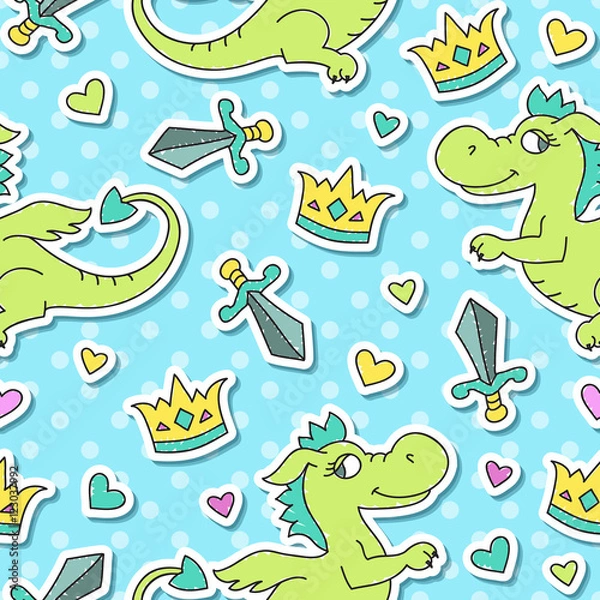 Fototapeta dragon seamless pattern