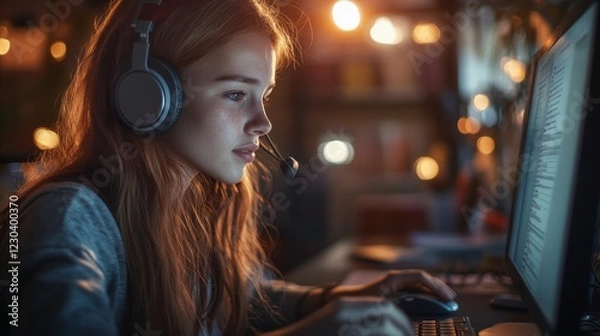 Obraz a shot of a telemarketer girl