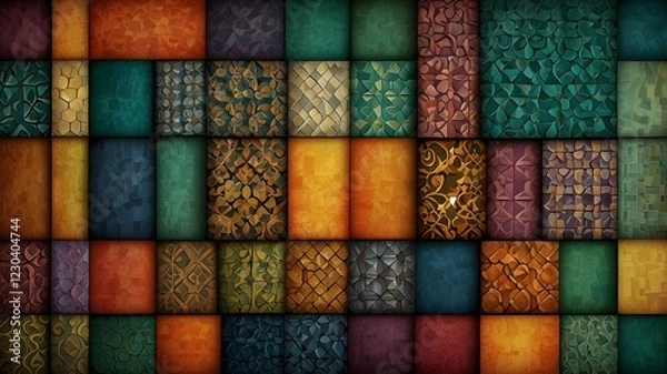 Fototapeta abstract tiled designs in a range of colors.