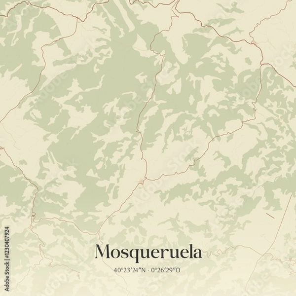 Fototapeta Retro Spanish map of Mosqueruela, Arag�n. Vintage street map.