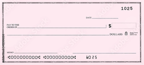 Obraz Blank Check with False Numbers