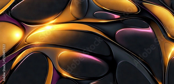 Fototapeta Abstract metallic background with glowing highlights
