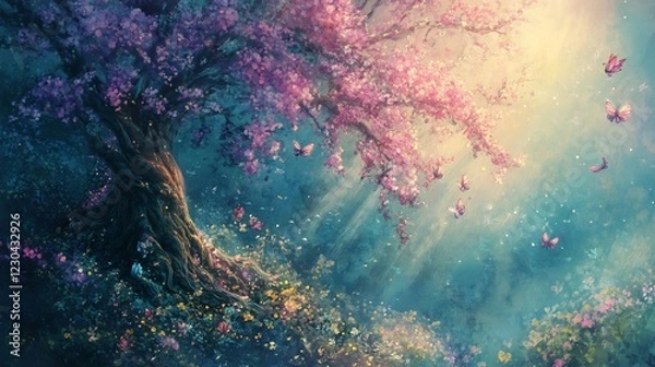 Fototapeta Enchanted Blossom Tree: A Dreamlike Floral Fantasy