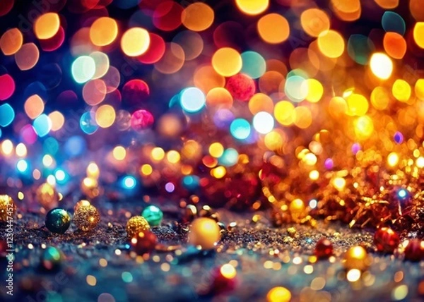 Fototapeta Sparkling New Year's Eve Glitter Bokeh Abstract Background - Tilt-Shift Effect
