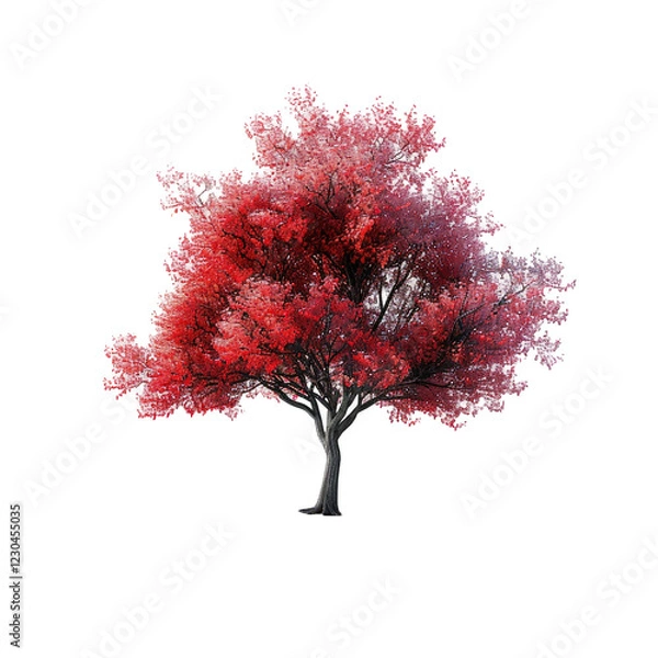 Fototapeta Red Tree Isolated on Black Background
