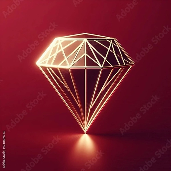 Fototapeta 3D Red Geometric Diamond – Digital Art