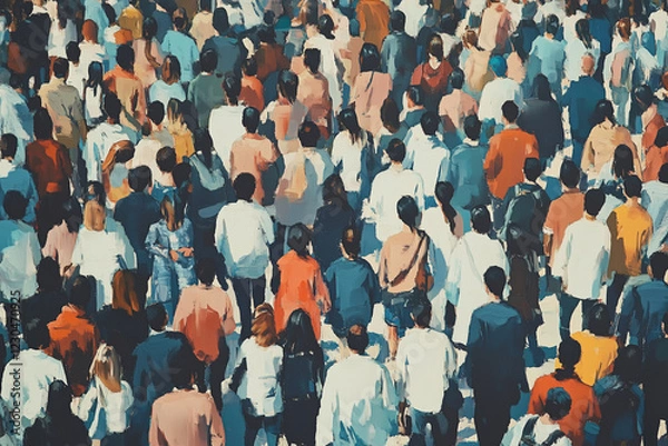 Fototapeta silhouettes of people in the crowd