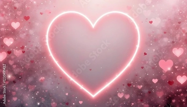 Fototapeta Soft Glowing Heart Outline on Gradient Pink-and-White Background