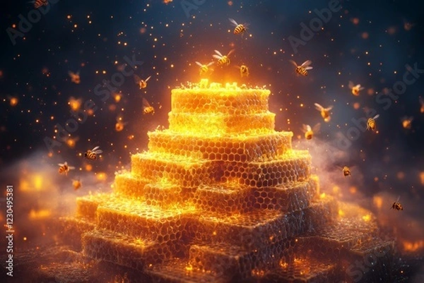 Obraz Golden Honeycomb Pyramid