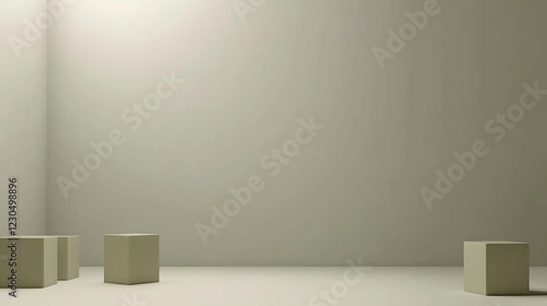 Fototapeta Minimalist Green Cubes Studio Background Mockup