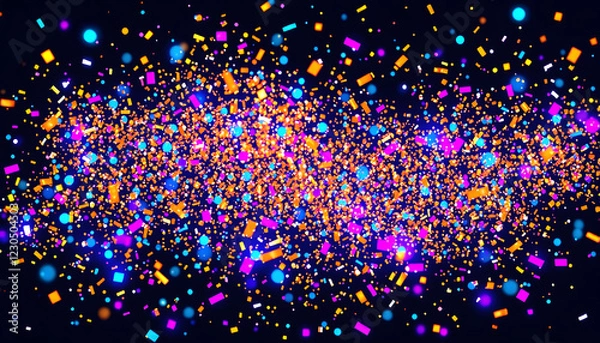 Fototapeta celebration confetti and glitter exploding in vibrant colors, shiny and sparkles, blue gold and purple tones , with white tonespng