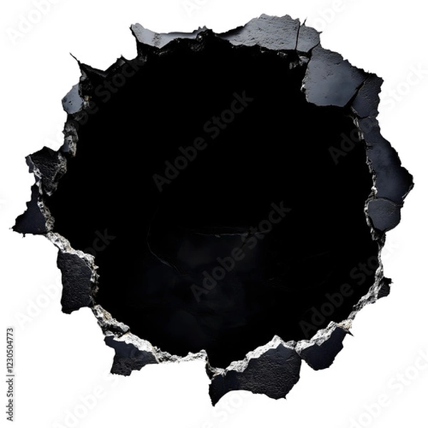 Fototapeta black torn wall hole effect with ripped edges isolated png transparent background
