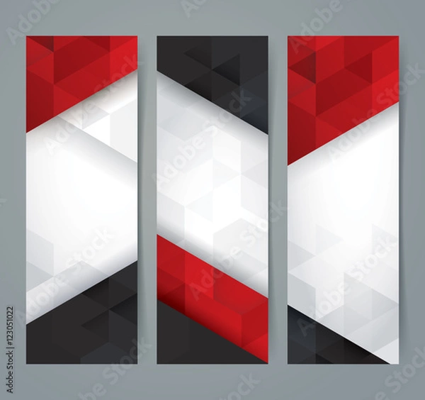 Fototapeta White, red and black abstract background banner.