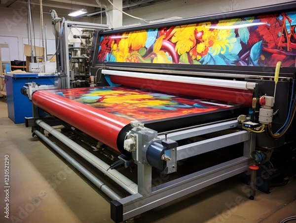 Obraz Large wide digital inkjet printing machine during production.