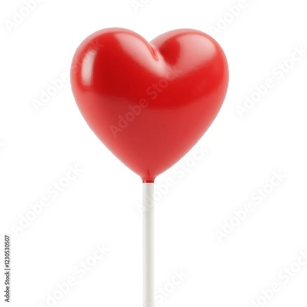 Fototapeta red heart shaped lollipop isolated